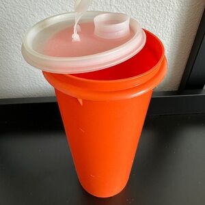 Orange Tupperware Tumbler with Lid